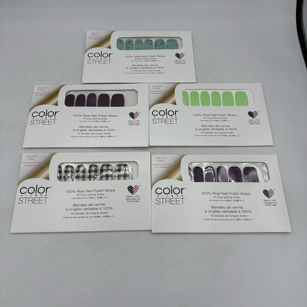 Color Street Nail Polish Strips Mixed Assorted Lot of 5 Packs of 16 Strips